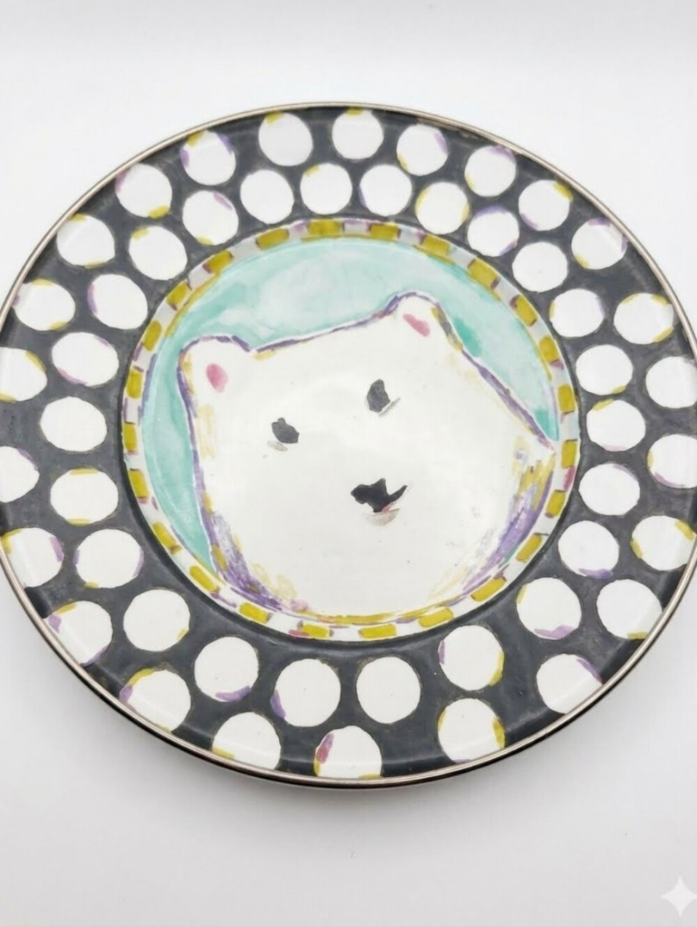 Mackenzie Childs Retired Polar Bear Plate - 8 Inches